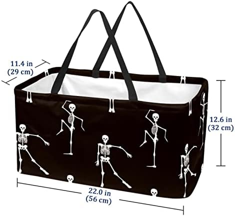 Повторно употребена корпа за шопинг, танцувачки скелет преносен преклопен пикник намирници кеси за перење алишта за купување торба