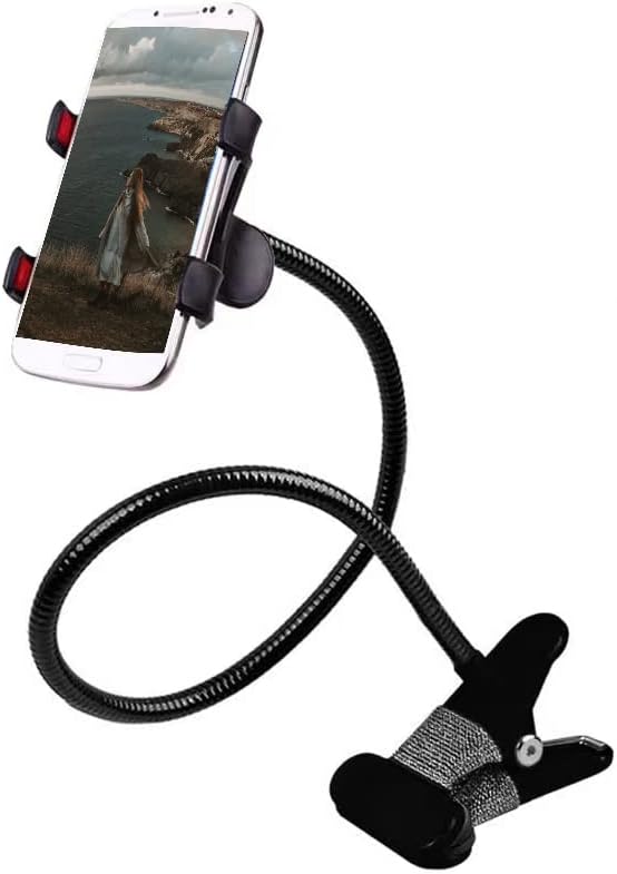 Држач за мобилни телефони Haoxuann, Универзален држач за мобилен телефон со железо метал со прилагодлива рака на Gooseck, GPS уреди, прилог за