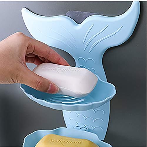 LSJZZ Златна риба со двојно слој сапун кутија Беспрекорен пост wallид што виси сапун држач за сапун одвод на тоалет без перфориран држач