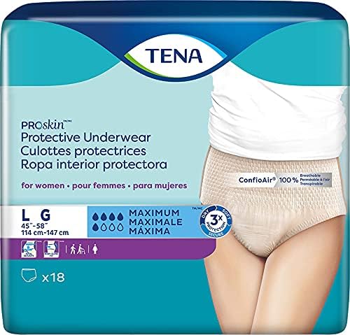 Tena Proskin ™ Заштитна инконтиненција долна облека за жени, умерена апсорпција, голема, 72 вкупно - 4 пакет