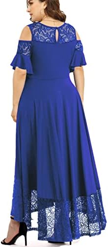 Плус големина ладно рамо со чипка коктел фустани за жени кратки ракави макси -вечерна забава фустан 2023 матурска фустан