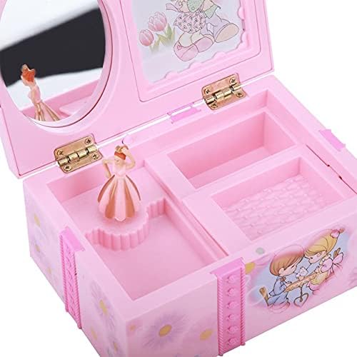 Zhyh Pink Dancing Girl Music Box Орнаменти Дома украси за накит Организатор музичка кутија
