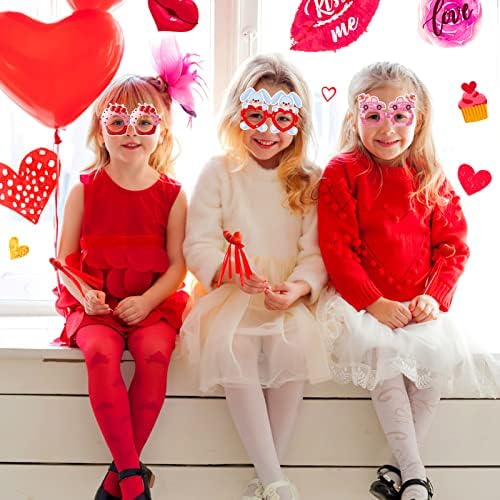 Qpout 16 ЕЕЗ Денот На Вљубените Смешни Очила Забава Фаворизира Избрани Мали Зајаци Торта Очила Во Облик На Срце со 8 Дизајни