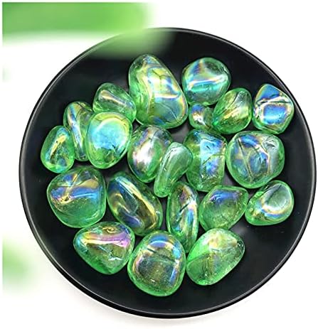 Laaalid xn216 100g зелена титаниум аура Електропласирачки кварц кристал испрскани камења заздравување на природни камења и минерали природно