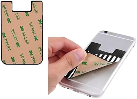Држач за картички за телефонски црни линии, PU кожа самолеплива лична карта за кредитна картичка за 2,4x3,5 инчен смартфон назад