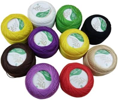 10 парчиња разновидни бои памучни топки со памучни памучни топки со конец со големина 8 бисерни памучни топки