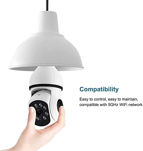 Безбедносна камера на сијалицата, камера со сијалица од 355 степени за безбедност на домот со база на интерфејс E27, WiFi -сијаличка