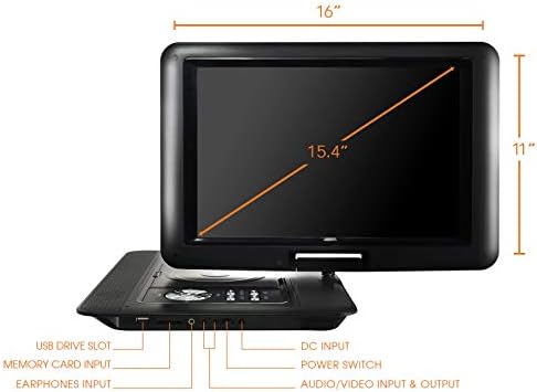Trexonic 15.4 инчен преносен ДВД плеер со TFT-LCD екран и USB/SD/AV влезови