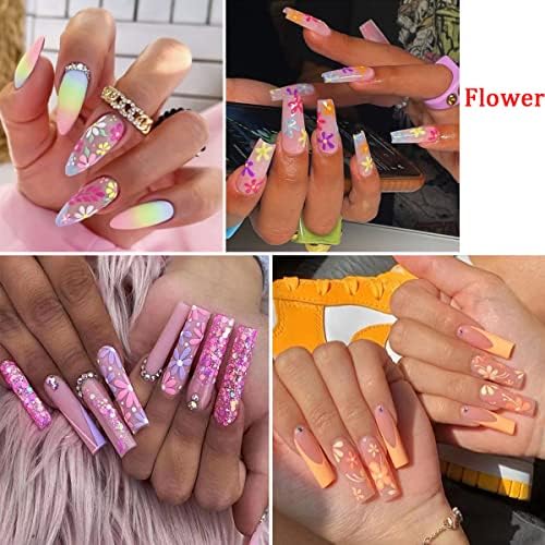 30 парчиња цветни нокти налепници за уметност декорации 3Д самолепливи разнобојни цвеќиња пеперутка дизајн нокти шарм за нокти Уметнички