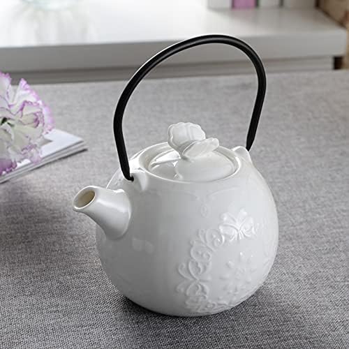 Хемотон бел чај котел Кинески чајник керамички чајник со метална рачка јапонски стил чај чај котел за сервирање котел Кинески додатоци