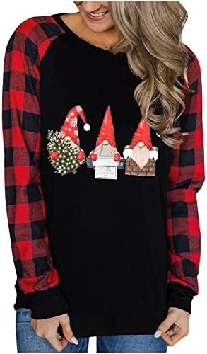 Божиќни кошули за жени Gnomes Graphic Prinver Pulverove