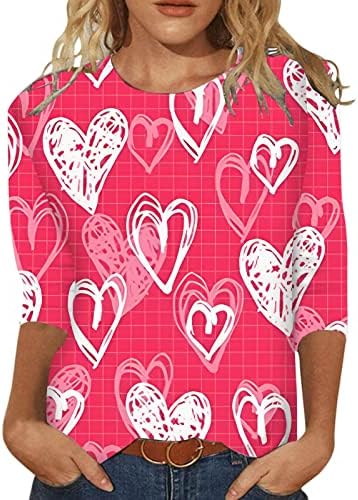 Jjhaevdy женски loveубов срце дуксер Среќна кошули за Денот на вineубените графички долги ракави пулвер врвови блуза