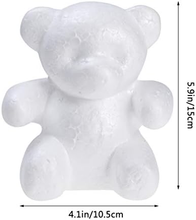 Среќнајами 4 парчиња мечка во облик на пена бела стиропор форми DIY полистирен моделирање на пена форми за занаети DIY роза мечка цвеќе