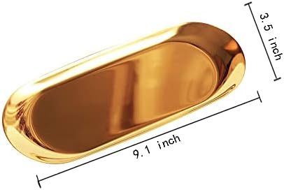Jkanruh 3 пакет 9 инчи овални златни не'рѓосувачки челични садови за пешкир, фиока за складирање, табела за чајни садови, декоративни послужавник,