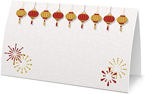 Кинески новогодишни етикети со шатори за храна - картички за место за кинеска нова година, картички за табели, табели за банкет, етикета