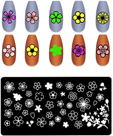 Плоча за печат на ноктите Кааги 6 парчиња Прекрасна марка за нокти за печат на ноктите за печатење на плочи, цветна лак, со constellation