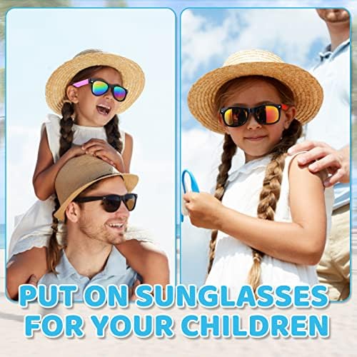 Детски Очила За Сонце Рефус Забава Фаворизира За Деца 4-8-12 24 Пакет 80-Ти Стил Неонски Очила за Сонце СО Ув400 Заштита Добрите Торба
