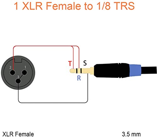 Тисино XLR до 3,5 mm Микрофонски Кабел, XLR Женски До 1/8 инчен Микрофон Кабел За Камери, DSLR Камери, Уред За Снимање Компјутер и Многу Повеќе-1
