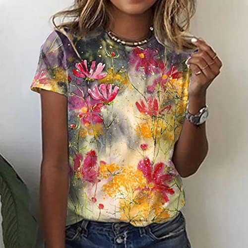 Девојки Екипажот Вратот Памук Цветни Графички Повик Блуза Кошула За Жени Лето Fall 1ј 1Ј