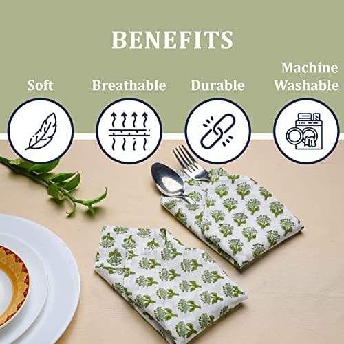 салфетки со памучна ткаенина - сет од 8 смарагдни зелени салфетки - 18х18 инчи - салфетки за постелнина што може да се користат за дома,