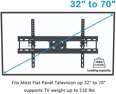 ТВ wallидна полица од не'рѓосувачки челик за повеќето 32-70 инчи рамни заоблени телевизори, телевизиски wallид стои до 50 килограми висина на