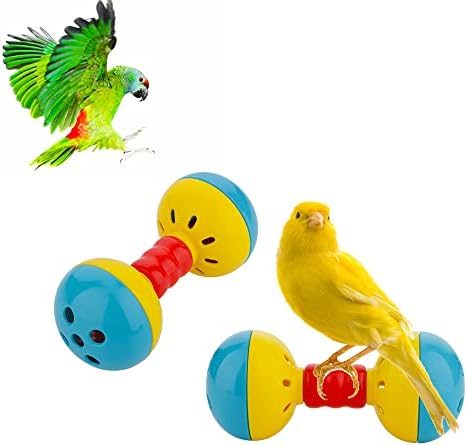 DQITJ 2 парчиња Птица Барбел глувче играчка за нозе, збогатување тресеше bellвона играчка за нозе за мали птици папагали Паракет