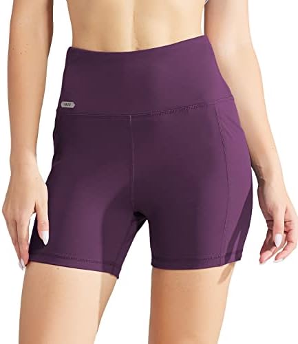 Миер женски високи половини за компресија на јога панталони за контрола на стомакот, атлетични хеланки со странични џебови со странични