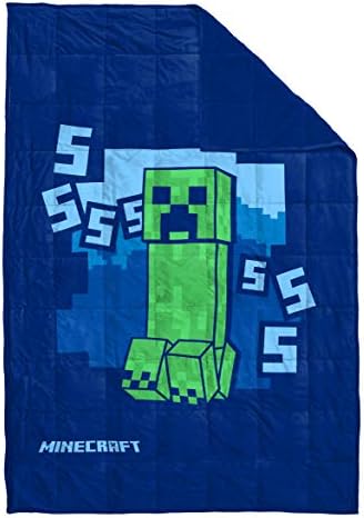Minecraft Ssss Creeper Пондерирано Ќебе 5 фунти-Мери 36 х 48 инчи, Детска Постелнина-Супер Мека Велбоа Отпорна На Избледување