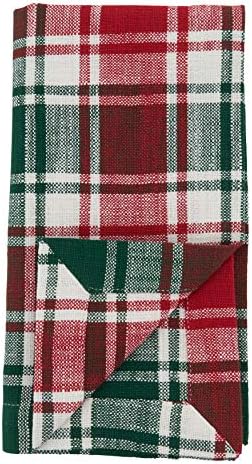 Саро -животен стил на лионел колекција памучни салфетки со кариран дизајн, 20 x20, црвена/зелена