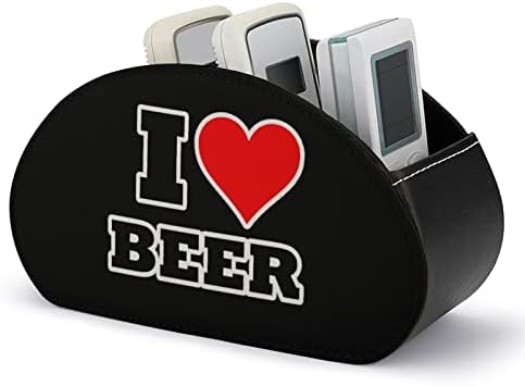 I Heart Beer Beer Printed TV далечински организатор за контрола на кутии PU Leather 5 прегради