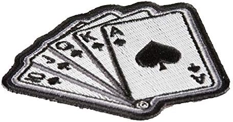 Картички за играње картички Royal Flush Spades Iron на закрпи за фармерки за облека - 3x2.75in Small DIY SEAW на лепенка за торби за јакни