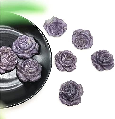 Seewudee AG216 1PC Природно виолетова лепидолит роза цветна рака врежан кристално цвеќе Исцелување камења Декори подароци природни камења и