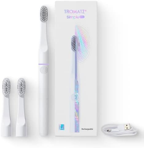 TROMATZ Едноставен PRO Elective Chonwught за заби, нежно и длабоко чистење со нова технологија за микрокурентни бранови, заменливи глави