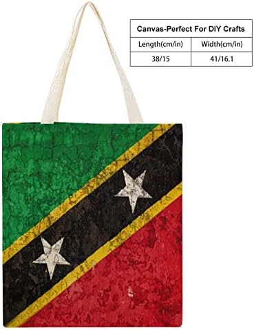 Знаме на Свети Китс и Невис Смешно платно торба со рачки за намирници за купување на плажа чанти за еднократно користење 15 x 16 инчи