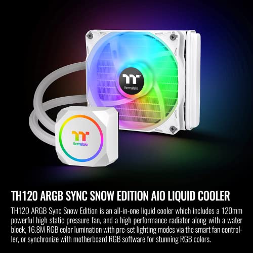 Thermaltake TH120 ARGB Матична Плоча Синхронизација Снег Издание Intel LGA1700 Подготвени/AMD AM5 Сите-Во-едно Течен Систем За Ладење 120mm Висока