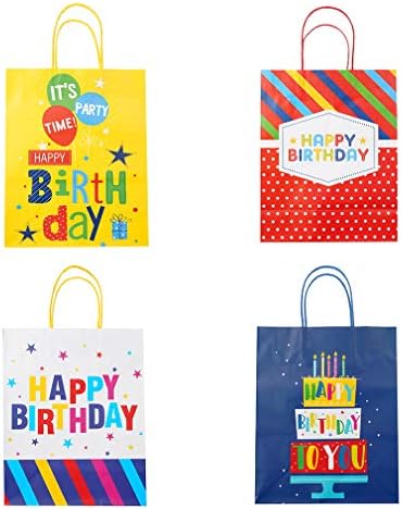 ЈЛДВ 12 Парче Средни Торби За Роденденски Подароци-4 Шарени Дезени Мешани Торби За Подароци За Шопинг,Забави,Туш За Бебиња Или Која