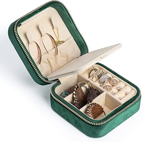 Солгуд кадифен кадифел мал накит кутија ѓердан за складирање на прстен организатор мини накит за накит Организатор за жени за жени девојки