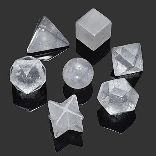 Manifo 7pcs кварц кристални платонски цврсти материи свети геометрија поставени наутрални скапоцени камења комплет со Merkaba Starfor Chakra