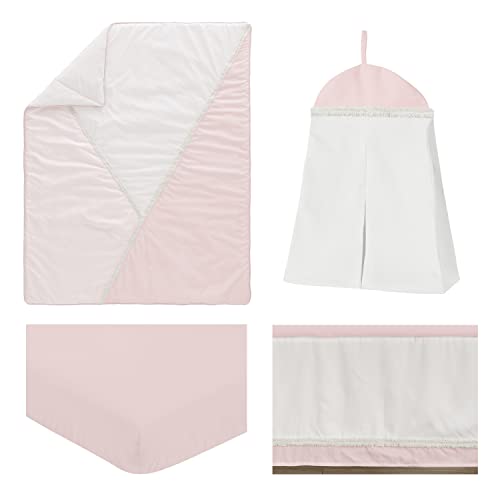 Слатки Jојо дизајни Boho Chic Pink Modern Pastel Baby Gird Surryd Crib Set - 4 парчиња - боемски геометриски елегантен крем од бел слонова