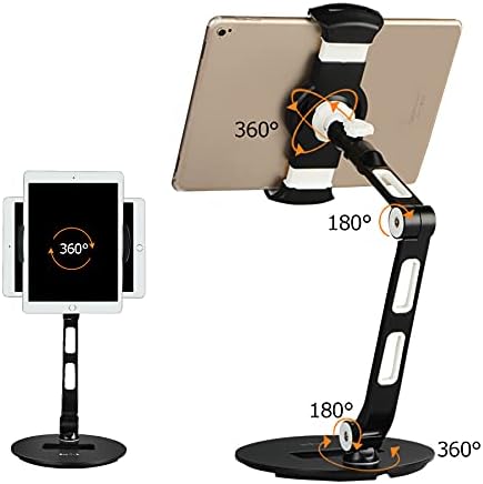 Suptek Aluminum Table Table Stand For Ipad, iPhone, Samsung, ASUS и повеќе уреди од 4,7-11 инчи, 360 ° Flexible Mounter Mounter, добро за кревет,