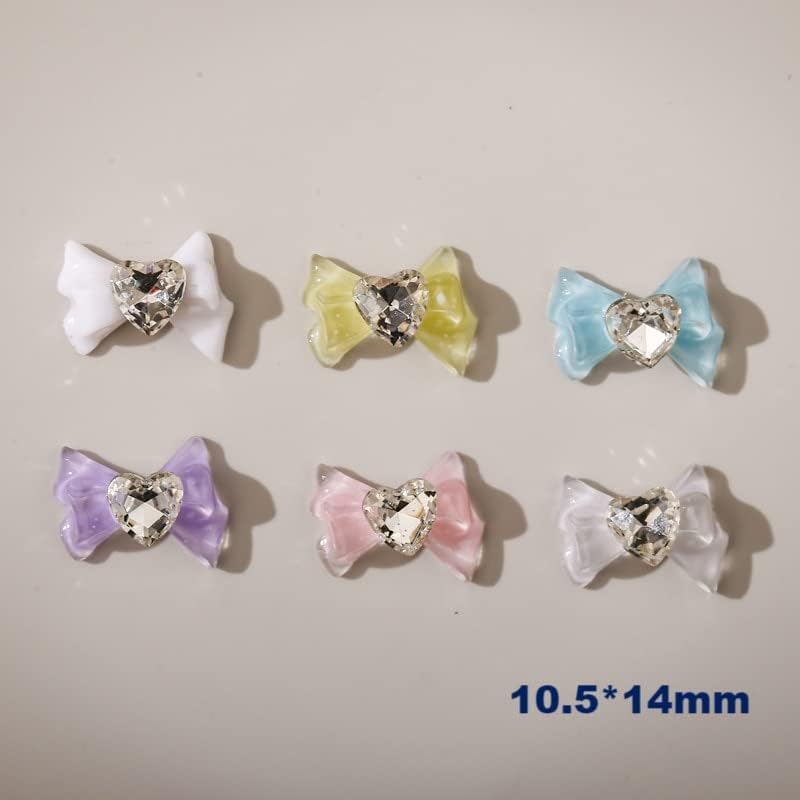 6 парчиња/пакет кристално срце дијамант убава девојка бела транспарентна лак вратоврска за нокти за украсување маникир DIY додатоци -