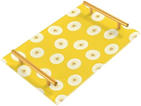Декоративна лента за бања Далонан декоративна лента со златни рачки за организатор на кујна банана шема жолто бело