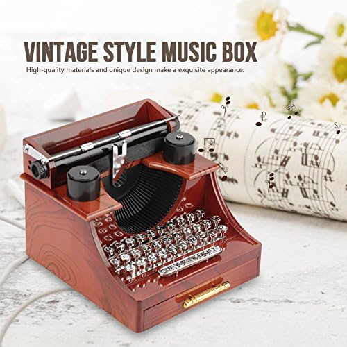 Музичка кутија за машина за пишување шицирис, ретро музичка кутија, мини за роденденски подарок за деца на Денот на благодарноста