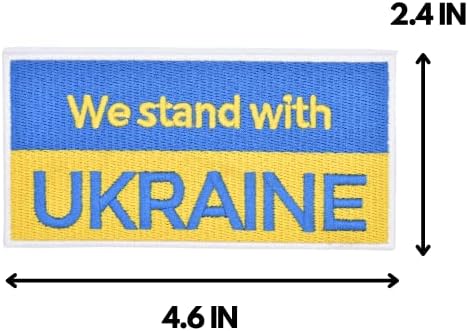 2 компјутери стојат со украино знаме извезени закрпи за воена мировна поддршка, железо на закрпи за воени униформни амблеми,