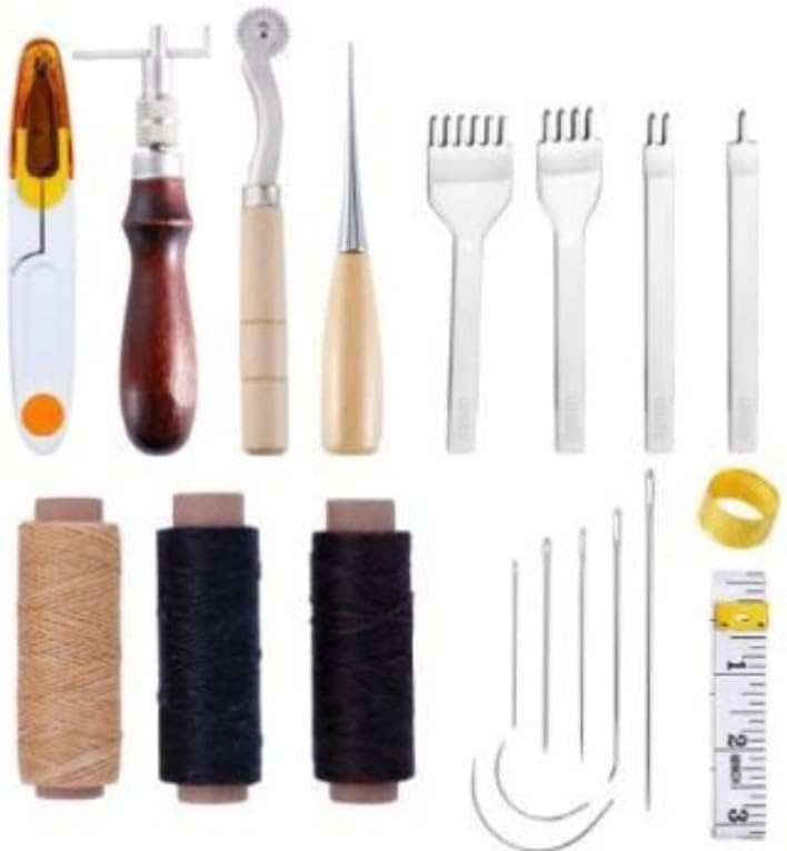 Практична кожна занаетчиска алатка за шиење за шиење на алатки за резба, резба за шиење на кожни алатки за кожни алатки поставени
