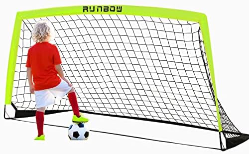 RUNBOW 6x4 ft Пренослив Детски Фудбалски Гол За Вежбање Во Дворот Фудбалска Мрежа Со Торба За Носење