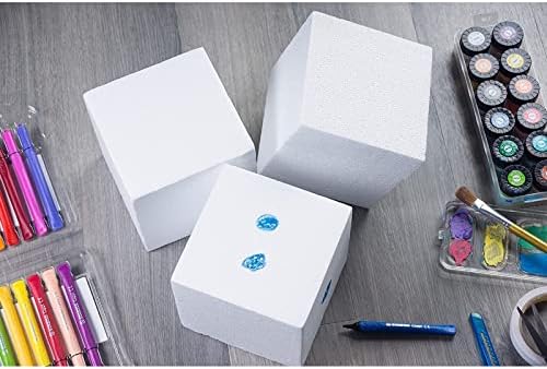 4 пакувања коцка коцка плоштади за DIY занаети, бели блокови од 6x6x6 инчи за модели, уметност, DIY проекти