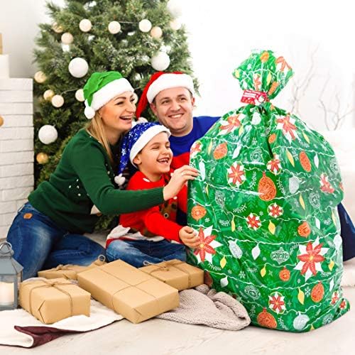 Екстра Голема Божиќна Торба за Подароци 56 х36 Џамбо Големи Торби За Подароци Божиќна Обвивка За Божиќен Подарок-Големи Пластични