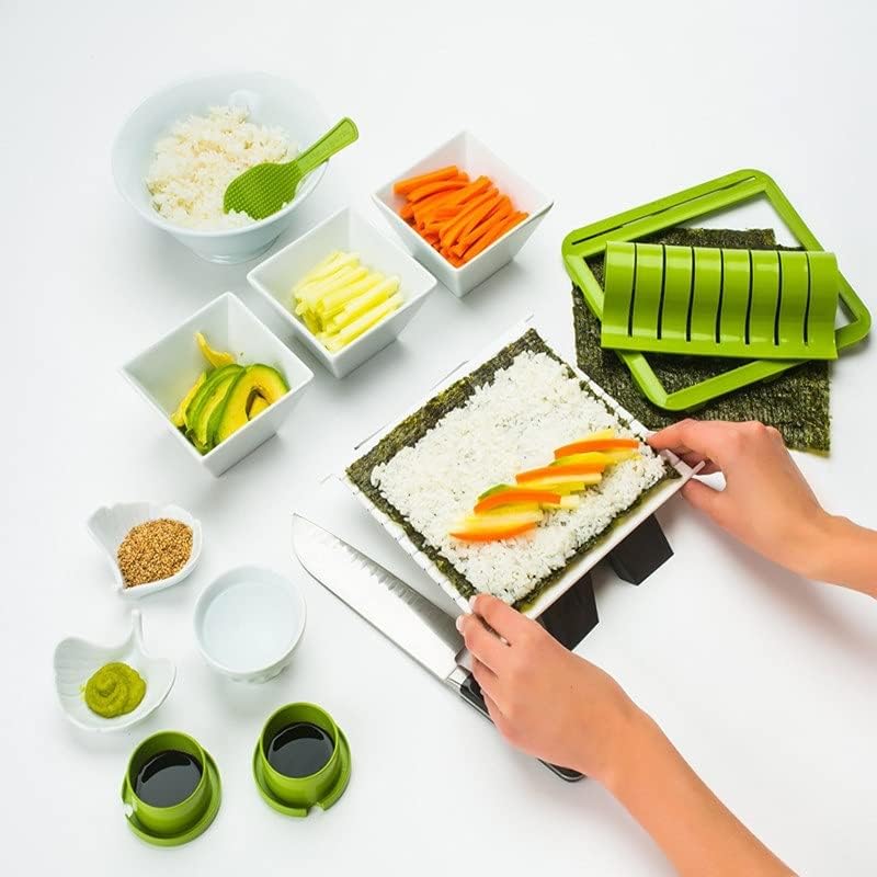 DNATS Суши за правење комплет за почетници Лесно суши за правење алатка за пластични производи за суши поставени додатоци за кујна