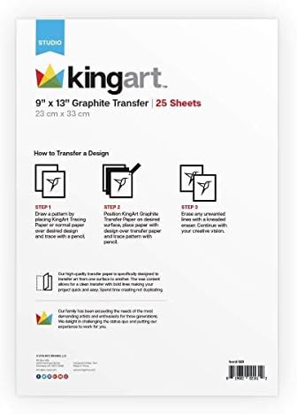 Хартија за трансфер на графит Кингарт, 9 x 13, 25 листови, восочена јаглеродна хартија за трага